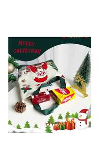 1PC [Christmas Essential] 26 X 22 X 8 Cm Fabric Christmas Shopping Bag With Santa Claus And Reindeer Design