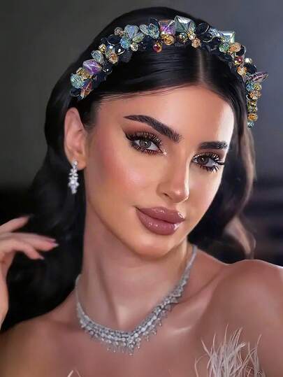 1件水晶发箍，闪亮水钻装饰发箍，多功能女士发箍，适合婚礼、约会、日常休闲、派对、节日礼物，手工编织头饰，家居美发配饰，发带，头饰，发箍