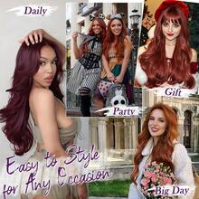 FESHFEN Clip-In Extensions, 50 Cm Wavy Clip-In Hair Extensions Blonde For Women, 5 Pieces, Natural Hair Extensions, Synthetic Hairpiece, Hair Extensions - Campuran Burgundy Gelap - View 6