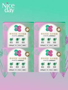 Niceday 32 peças/4 caixas, 245mm de uso diário, Absorventes Higiênicos à Base de Ervas, Almofadas de Artemísia, Absorventes Ultrafinos para Período, Absorventes Menstruais Super Macios, Contendo Ingredientes de Artemísia, Junça e Angélica, Aliviam a Dor Menstrual, Superfície de Algodão Orgânico, Não Irritante, Respirável e Seco, Alta Absorção, Sem Vazamento