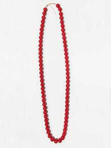 1 pieza Collar largo de cuentas geométricas de plástico de estilo bohemio, hecho a mano para mujeres, se puede usar en doble capa, adecuado para verano, playa, vacaciones y uso diario