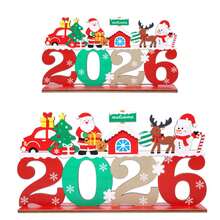 2 Peças Decoração de Mesa Criativa de Madeira Cartoon Natalina, Bonecos de Neve, Árvore, Decoração de Festa de Ano Novo