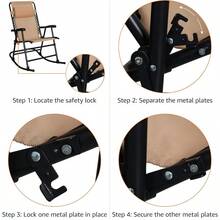 Outdoor Patio Folding Reclining Lounge Rocking Chair With Pillow Affordable Folding Chairs For Outside Beige 33.6 X 37.4 X 26 InchTang - Màu be - Xem 7