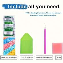 卡通老年夫妇钻石画套装 - 圆形全钻油画艺术套装 适用于卧室、客厅装饰、DIY 手工礼物 - 20x20cm、25x25cm、30x30cm - 彩色 - 查看 5