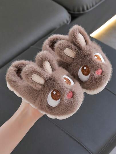 1 双儿童可爱兔子图案一脚蹬家居拖鞋