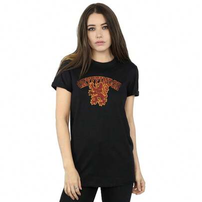 Harry Potter Womens/Ladies Gryffindor Sport Emblem Cotton Boyfriend TShirt (Black)