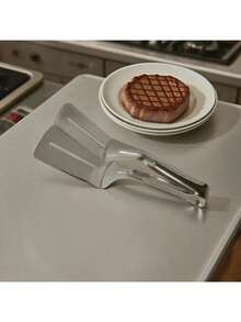 1 Pc 410 Stainless Steel Grill Tongs - Heat Resistant & Locking Food Tongs For BBQ, Kitchen, Flipping Steak