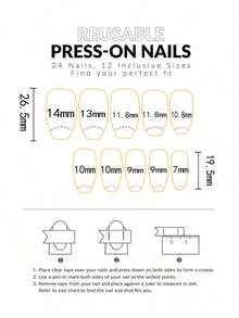 24pcs Long Square Shape Lovely Style White French Style With White Flowers Silver Little Beads 3D False Nails With 1 Nail File And 1 Jelly Gel, Suitable For Daily Use And Parties/Wedding For Women Press On Nails Nail Supplies - 彩色 - 查看 6