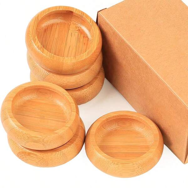 Mini Tigelas de Servir, Tigelas de Molho de Bambu Pequenas de 50ml com Alças para Tábuas de Frios/Acompanhamentos, Tigela de Pitada com Formato de Torta para Condimentos/Lanches/Outros Petiscos