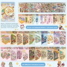 1 zestaw dużych naklejek z motywami krajobrazowymi, 20 dużych kolekcji scen, różnorodne style do wyboru, trójwymiarowe naklejki 3D z motywami domów, ręcznie robione naklejki z miniaturowymi scenami studenckimi, naklejki z kolażem z grami rodzinnymi, odpowiednie na małe prezenty na spotkania rodzinne, naklejki z motywami budowy kampusu