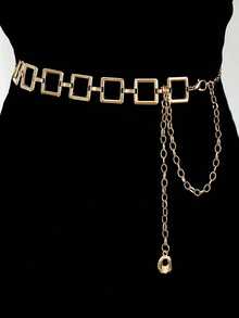 1 Peça Corrente de Cintura Geométrica Oca Minimalista Feminina, Adequada para Vestidos Diários e Acessório de Roupa Formal