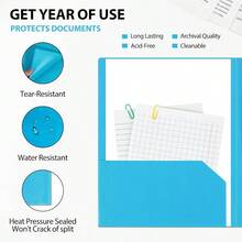 Plastic Folders With Pockets, 6 Pack Document Folders With Business Card Slot, 2 Pocket Folders Back To School Supplies, Office - Initial - View 3