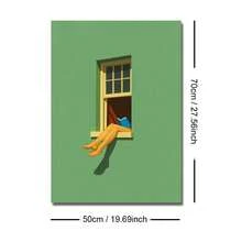 1 Stück gerahmtes/ungerahmtes Poster "Grünes, warmes Lesen am Fenster", Buchliebhaber Wandkunst Leinwanddruck, minimalistischer Lesewinkel Bibliothek Ästhetik Dopamin Dekoration für Bücherwurm, Wohnheim, Büro, Wohnzimmer, Schlafzimmer, moderne Heimdekoration