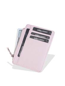 女士简约多卡位拉链卡包女士钱包迷你钱包零钱包卡包卡包 - 粉色 - 查看 2