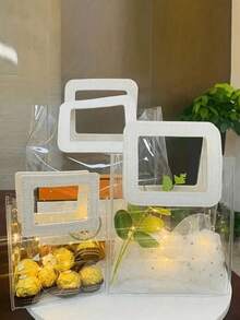 10/5/1个装加厚透明PVC礼品袋，圣诞礼品纪念袋，婚礼糖果盒手提袋，礼品纪念袋，午餐袋，圣诞礼物袋，情人节礼物包装袋，母亲节礼物袋 - 彩色 - 查看 5