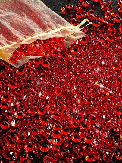 200/500/1000pcs Red Diamond Shaped Acrylic Sequins - Shiny Table Decor And Vase Filler, Suitable For Weddings, Birthdays, Christmas And Parties - Two Sizes Available, Party Decorations, Best Christmas Decorations