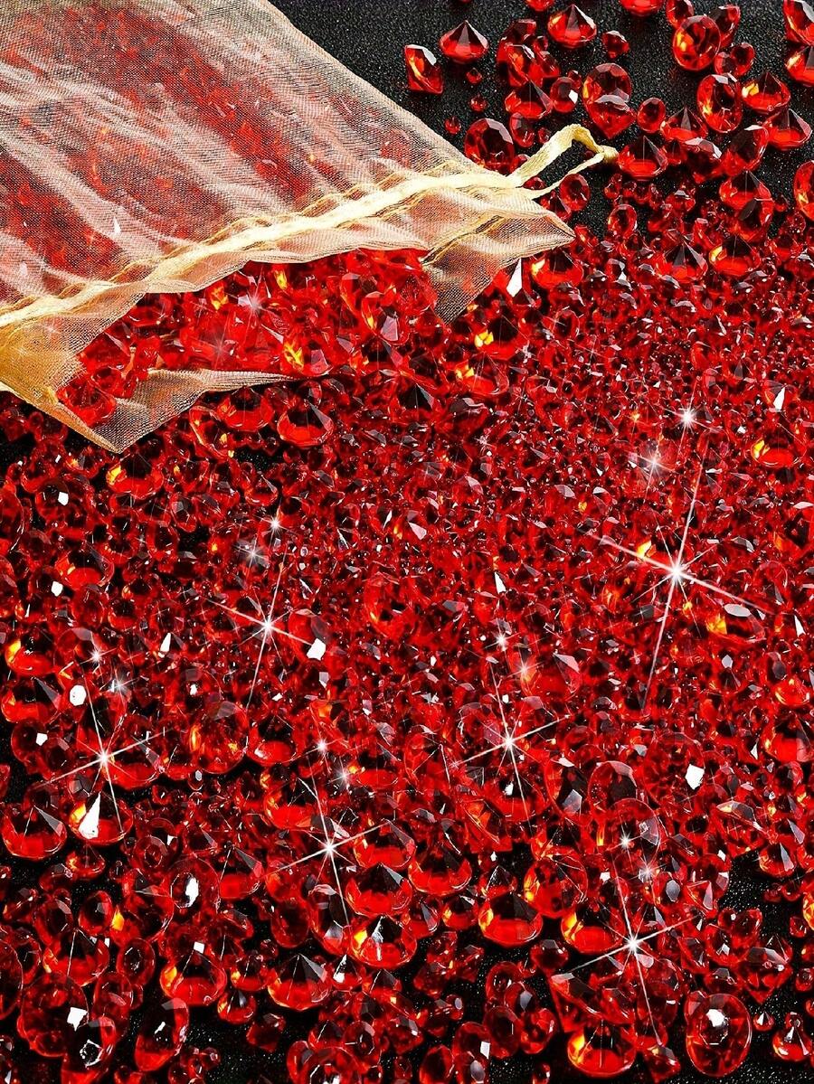 200/500/1000pcs Red Diamond Shaped Acrylic Sequins - Shiny Table Decor And Vase Filler, Suitable For Weddings, Birthdays, Christmas And Parties - Two Sizes Available, Party Decorations, Best Christmas Decorations - Multicolor - View 1