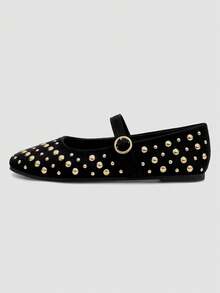 ADAMUMU New Women's High-Fashion Comfortable Sequin Flat Shoes, Cute For Daily And Party Wear, Holiday & Spring/Summer - màu đen - Xem 3