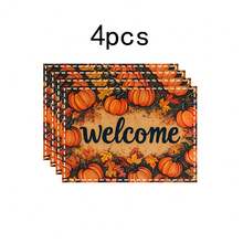 1pc/4pcs/6pcs/100pcs Autumn Thanksgiving Pumpkin Pattern Printed Placemats, Heat-Insulating Placemats, Suitable For Home Decoration, Holiday Dining, Kitchen And Party Decoration, Party Placemats, Can Be Given As Thanksgiving Gifts - Multicolor - View 11