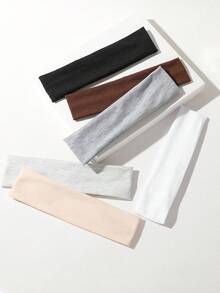 6 件/1 件女士纯色弹力运动头带，吸湿排汗，时尚瑜伽跑步日常佩戴发饰冬季围巾保暖发带女士头巾 - 6PCS多色 - 查看 6