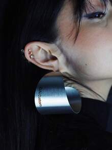 1 Personalized Customized Name, (Deciduous Leaf Shape, Circular, Designed With Exclamation Mark Pattern), Engraved Name Font, African Earrings, Large Earrings. Feature Earrings And Gives Them As Gifts, Handmade Earrings, Gold Earrings, And Personalized Earrings. Fashion Accessories Paired With Clothing, Fashionable Stainless Steel Earrings. - Style 1 - View 9