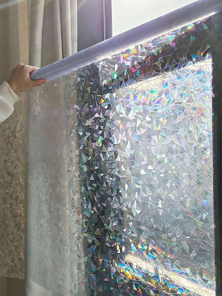 1 Roll Rainbow Window Privacy Film, Colorful Glass Rainbow Decorative Window Sticker, Static Cling Sunshade Decal, For Home Heat Insulation, Glue-Free