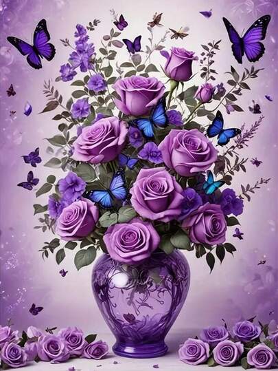 1pc DIY Diamond Painting - Flower Vase, Home Decor, Full Drill, 30*40cm/40x50cm