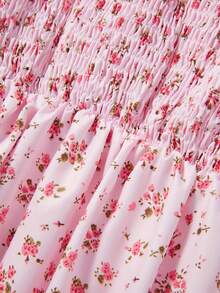 Womens Off-Shoulder Dress With Ruffled Hem, Sweet Tube Top Style Summer Clothing - Pink - View 10