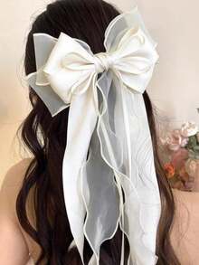 1个芭蕾舞风格长蝴蝶结发夹，时尚可爱，适合日常舞蹈、日常生活和旅行佩戴。日常发夹，学院风，优雅，蝴蝶结，女士发饰，发夹 - 彩色 - 查看 9