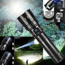 Senter LED Daya Tinggi, Senter Super Terang, Baterai Lithium Isi Ulang 2400mAh Terintegrasi, Senter Isi Ulang, Kabel USB, Termasuk Tali yang Dapat Diatur, Strip Berkedip, Senter Ekstra Besar, Cocok untuk Berkemah, Mendaki, Memancing, Hadiah Luar Biasa untuk Suami, Pacar, Ayah, Natal, Halloween - hitam - View 3