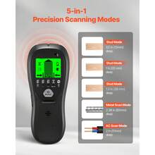 Stud Finder Wall Scanner, 5 In 1, Electronic Wall Stud Detector With Smart Sensor, High-Definition LCD Display And Audio Alarm, For The Center And Edge Of Metal, AC Wire, Joists, Pipes, Black - US A Type Plug(110-127V) - View 2