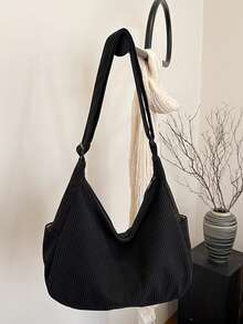 Bolso de mano de pana de unicolor, nueva bolsa de hombro de gran capacidad para hombres, bolso bandolera - Multicolor - Ver 13