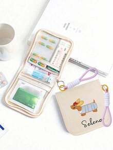 Portable Medicine Bag With Customizable Name, Cute Animal Embroidered Stickers, Includes Braided String, Compact Pill Organizer And First Aid Bag, Travel-Friendly Medicine Storage For Daily/Outdoor/Travel, Essential Medical Accessory For Health-Conscious And On-The-Go Users, Multi-Functional Fabric Small Medicine Bag - Multicolor - View 4