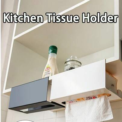 ステンレス製 キッチンペーパータオルホルダー - ドリルは不要の粘着テープ取り付け、省スペース、キャビネットや引き出しに適しています、錆に強い粉体塗装デザイン、簡単なペーパータオルの取り出し、家庭やオフィスに適しています、キッチンの整理整頓、スリークでスタイリッシュな外観、滑らかな表面