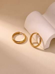 1 Pair Cute Hoop Earrings For Women Stainless Steel Gold Color Piercing Earring 2025 New Fashion Wedding Couple Party Jewelry Gift