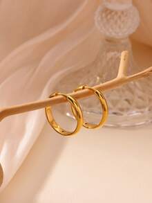 1 Pair Cute Hoop Earrings For Women Stainless Steel Gold Color Piercing Earring 2025 New Fashion Wedding Couple Party Jewelry Gift