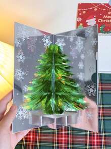 Eine handgefertigte 3D Pop-Up Weihnachtsbaum Grußkarte mit Nachricht - Eine Feiertags-Segenswunschkarte, geeignet für jedermann, Heimdekoration, Weihnachtsdekorationen, Raumdekoration, Winter
