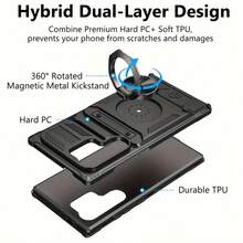 Military Industry Anti-Fall (Card Holder Function) (360° Rotating Stand) Military-Grade Rotating Phone Holder Stand + Shockproof Phone Case Compatible With Apple 11/12/13/14/15/16 Pro Max, Galaxy S22/23/24/25+ And More - Purple - View 5