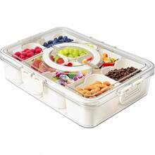 MineSign 2Pack Divided Snackle Box With Lids Stackable Food Serving Tray For FruitandVeggie Plastic Fridge Storage Container For Pantry Freezer Clear Snack Box For Meal Prep Candy Nuts Spice - 1 Paket dengan 8 pembagi - View 1