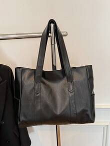 1 buc. Geantă de mână minimalistă la modă, de mare capacitate, geantă de umăr, poșetă din piele moale, potrivită pentru uzul zilnic al femeilor