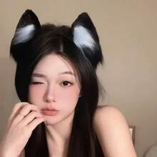 1个万圣节/圣诞节猫耳头箍，服装配饰，女士发箍 - 黑色 - 查看 6