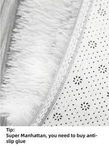 1pc Solid Color Black Fluffy Rug, Modern Polyester Non-Slip Kids Carpet, For Living Room, Bedroom ,Room Decor - Black - View 5