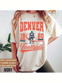 Vintage Denver Football Shirt • Denver Football SweaT-Shirt • Vintage Retro Style Denver Football Shirt Gift Shirt • MC220G Clic Pure Cotton T-Shirt - The Perfect Blend Of Sual And Act, I For Everyday Wear And The Gym, A Warm Gift For Your HusbandWifetops WoM.En Fall OutfiT.S For WoM.En  VaC.Ation OutfiT.S WoM.En Halloween Costume - 白色5 - 查看 1