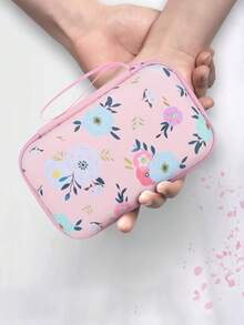Handpainted Heart Data Cable Organizer Pouch, Colorful Butterfly Pattern Earphone Storage Box, Floral Charging Cable Zipper Bag, Creative Painted Electronics Organizer Electronic Organizer Storage Bag Waterproof Portable For Travel For Tech For Women For Men