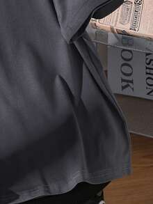 Young Boys Creative Letter Slogan Print Short Sleeve T-Shirt, Casual Top - Dark Grey - View 5