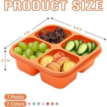 5 Pack Bento Lunch Box, 4 Compartment Snack Containers, Divided Snack Box, Meal Prep Lunch Containers ToddleAdults, Food Storage Containers School, Work And Travel - Multicolor-7pack - View 3