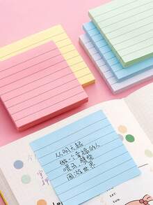240pcs Assorted Color Striped Horizontal Line Sticky Notes, Removable Self-Adhesive Memo Pad