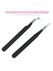Yiwu Qiyou Accessories Co., LTD 2支/套，粉色和黑色可选，可爱镊子，情人节配色，弯头+直头，珠宝制作镊子，适合DIY珠宝制作和剪贴簿制作。 - 2件-1套 - 查看 5
