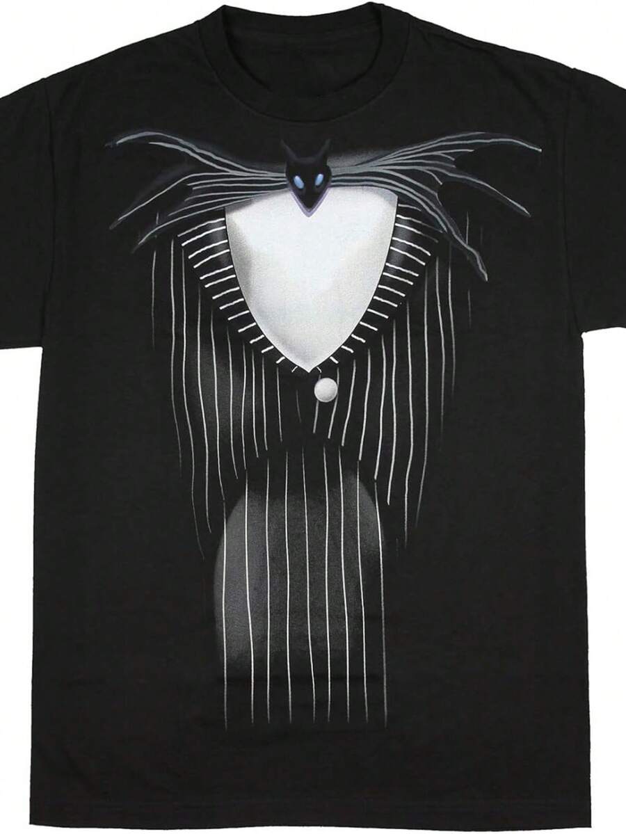 Men'S Nightmare Before Christmas Suit T-Shirt - Officially Inspired Tim Design, Black Short Sleeve Crew Neck, Nightmare Before Christmas Costume & Casual Wear, Machine Washable, Comfortable Fit For Halloween & Christmas Fan Merchandise, Graphic Tee Men, T Shirt For Men, Men Clothe, Men Shirt Soft Cotton T Shirt Men Vintage Mens T-Shirt Funny Horror Shirt For Men Santa Claus Lifting Weights Shirt Men's Graphic Tee - Đen 4 - Xem 1