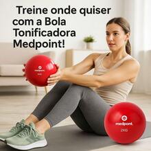 Bola Tonificadora Pilates Softball Yoga Peso 1 e 2kg Medicine Ball  Medpoint - Vermelho - Visão 4